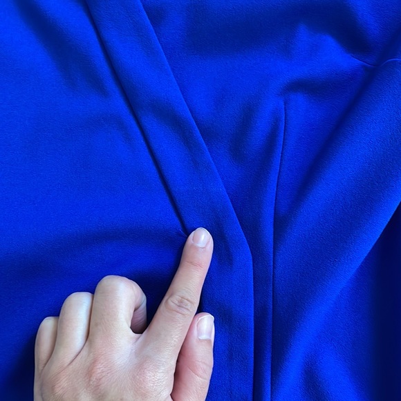 Blue Tahari faux wrap dress with belt - Picture 10 of 13